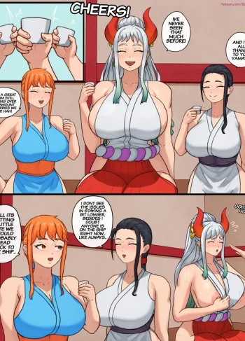 Yamatos all nighter at onigashima - Superbusty, One Piece Porn Comic featuring Nami, Nico Robin and Yamato